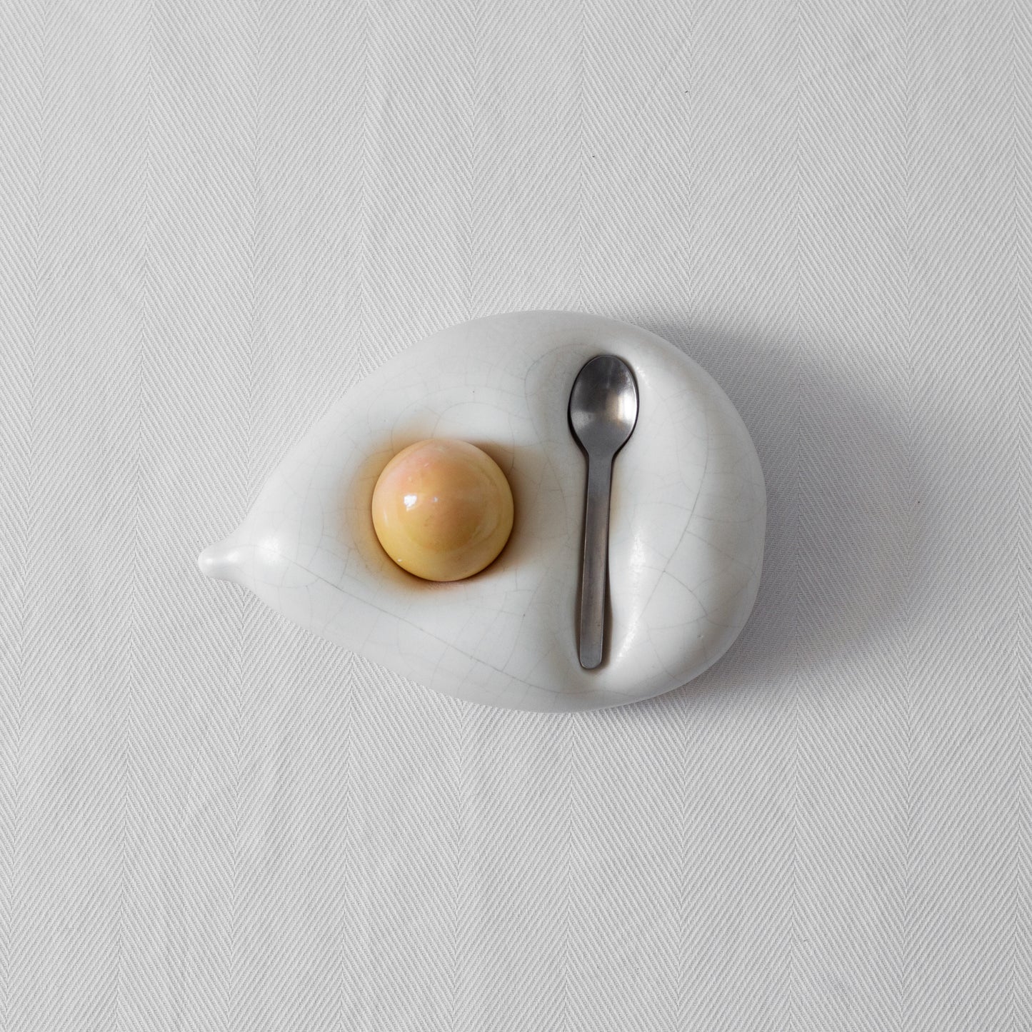 Unique Sculptural Ceramic Egg Holder with Spoon, Portugal. Late C20th.