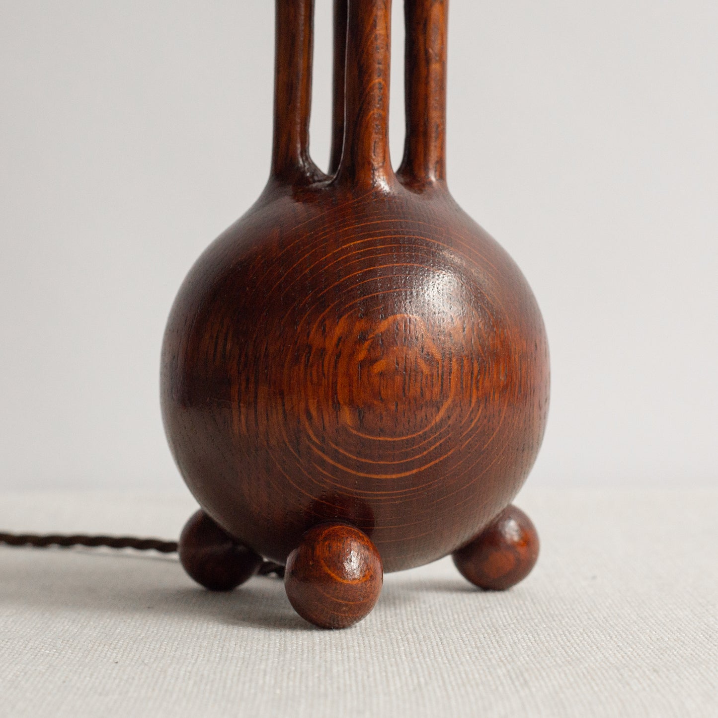 Organic Design oak table lamp, France. 1930's.
