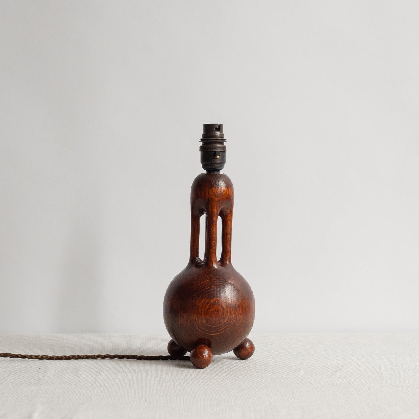 Organic Design oak table lamp, France. 1930's.