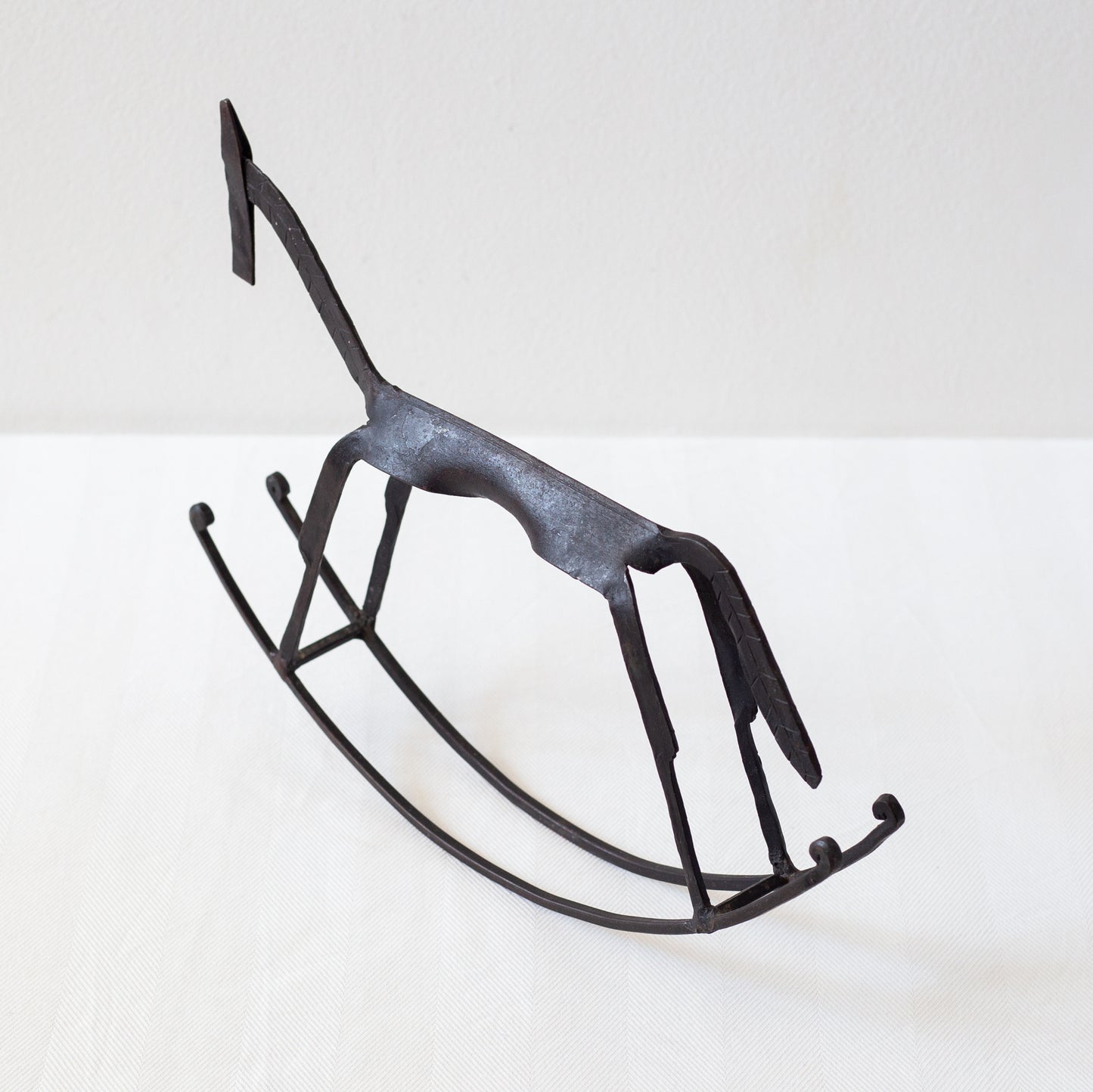 Iron Rocking Horse Sculpture, Mid-20th Century.