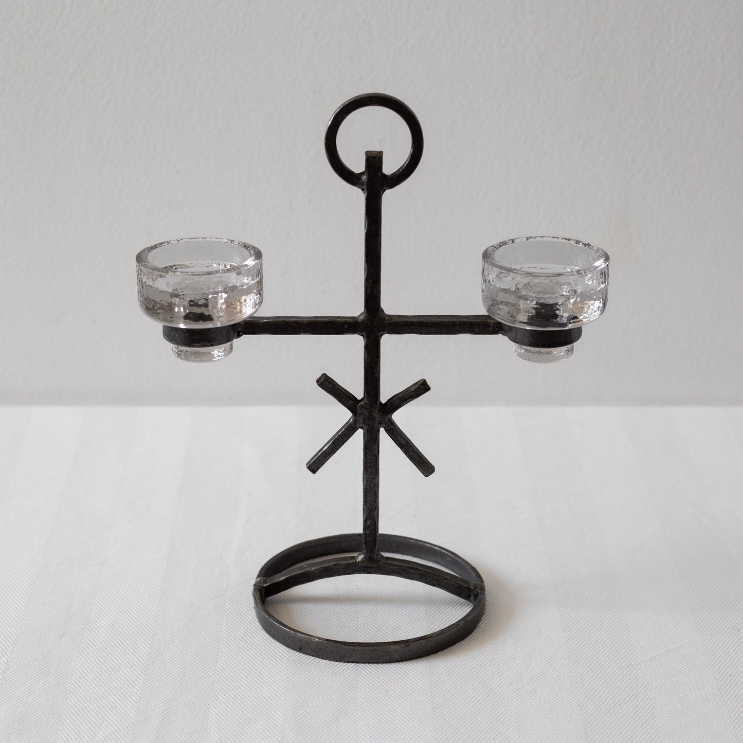 Iron and Glass Candelabra, Erik Höglund, Boda, Sweden. 1960s.