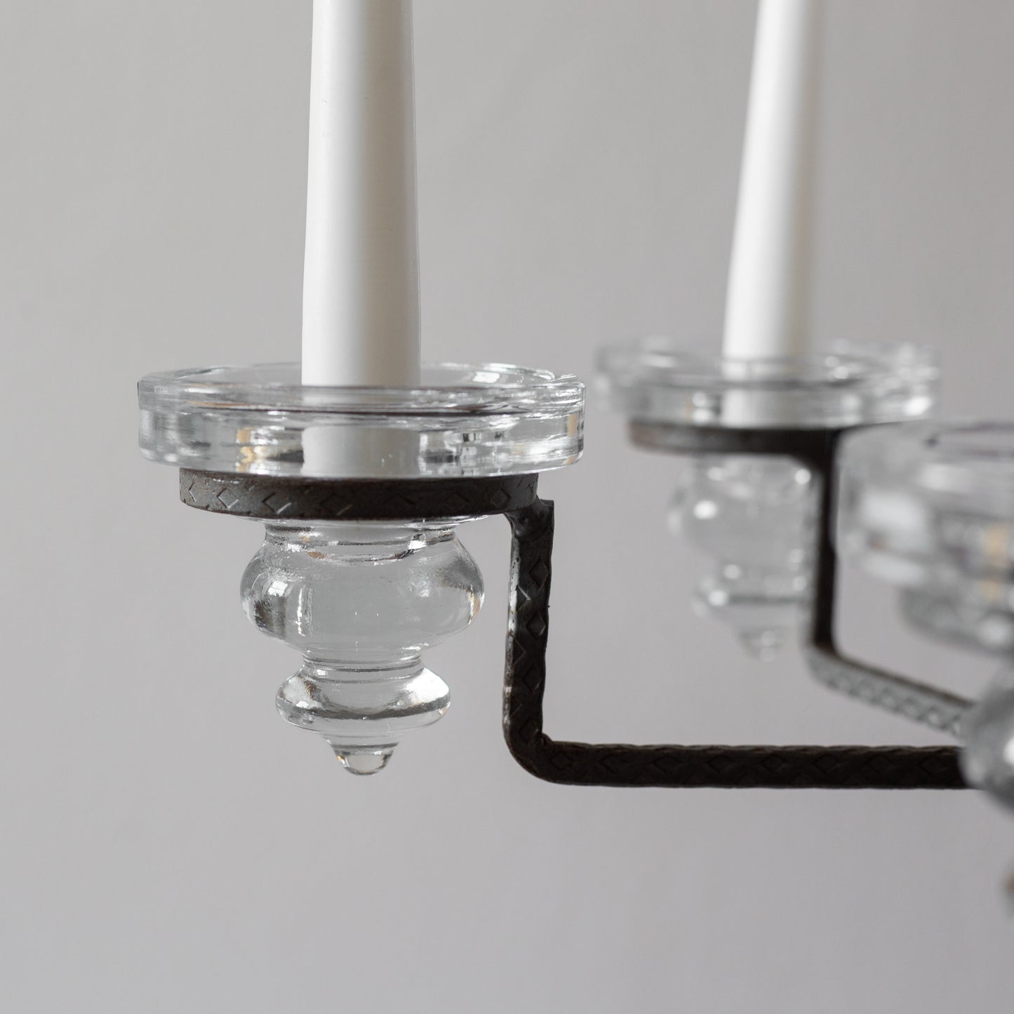 Iron and Glass Chandelier in the manner of Bertil Vallien, Sweden. 1960’s.