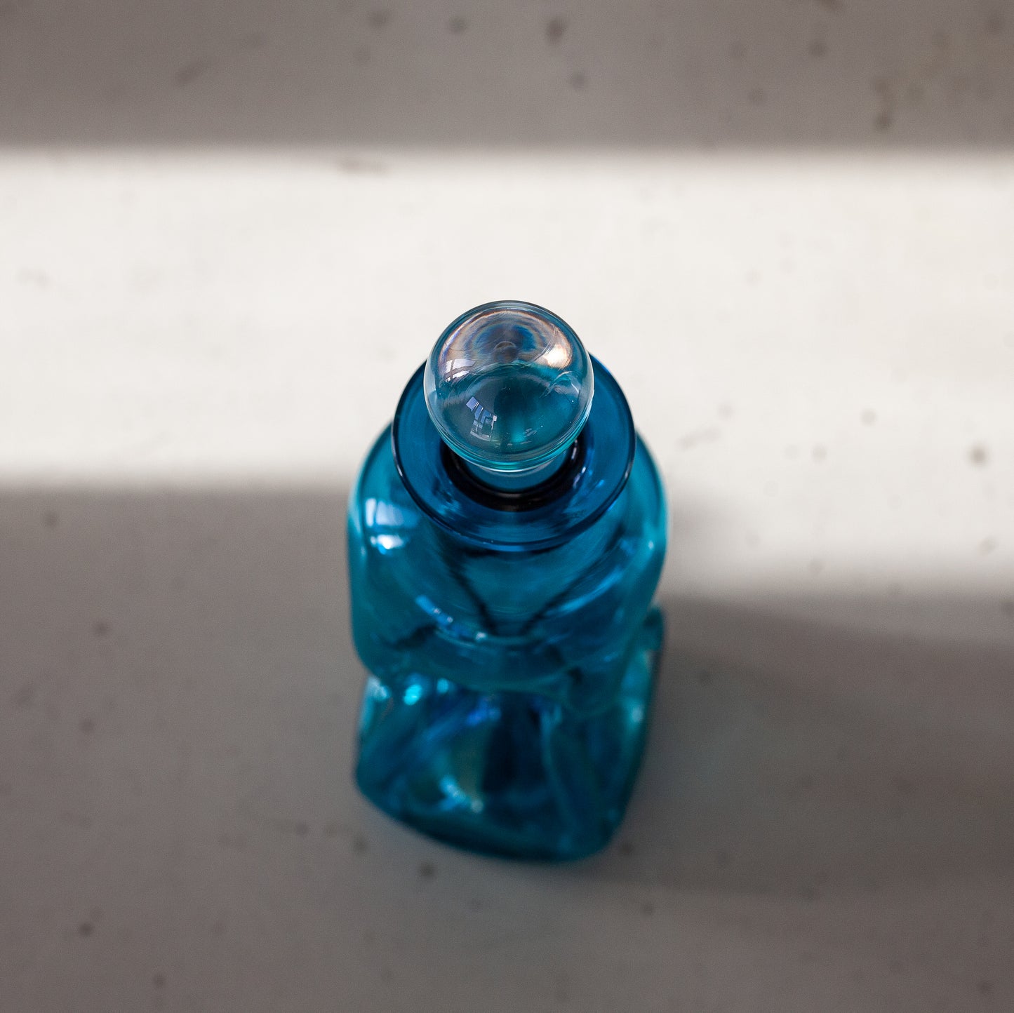 Blue ‘Kluk Kluk’ decanter, Jacob Bang, Holmegaard, Denmark. 1950’s.