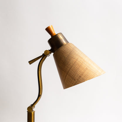 Articulating Desk Lamp with fibreglass shade, France. 1950's.