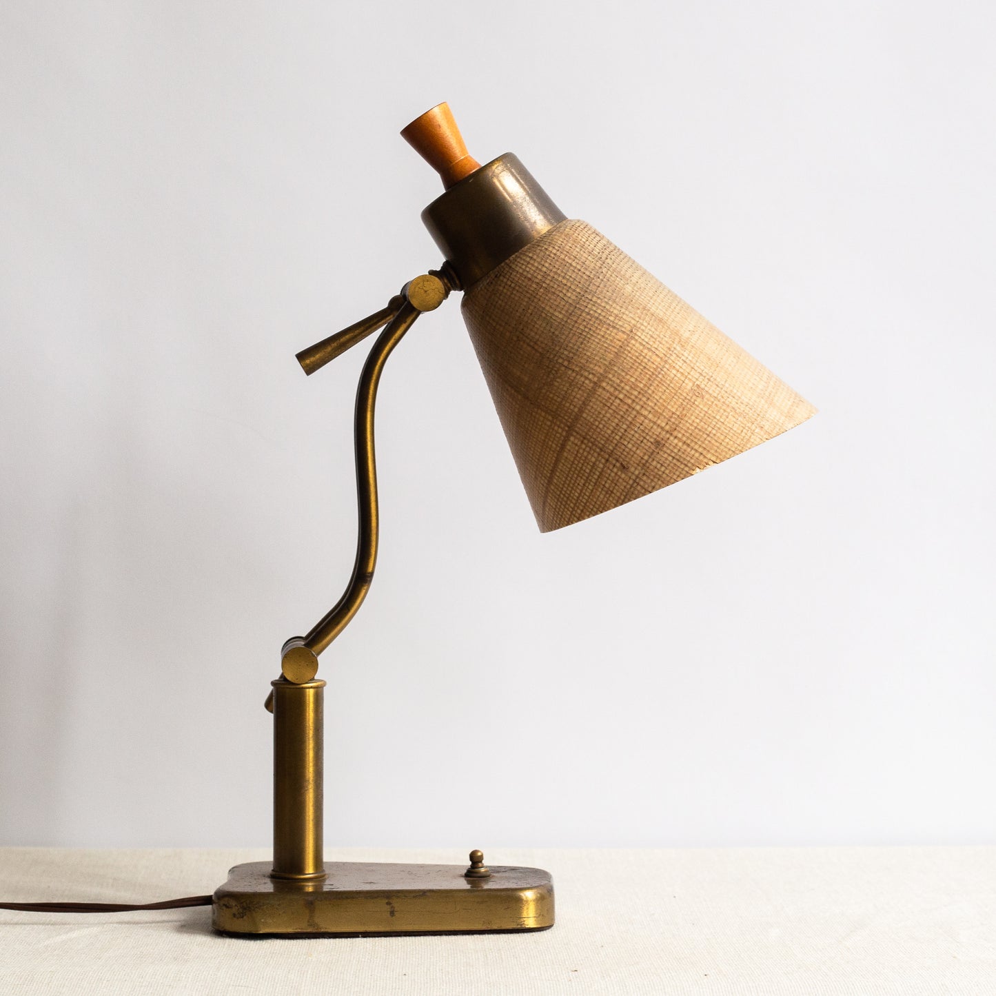 Articulating Desk Lamp with fibreglass shade, France. 1950's.