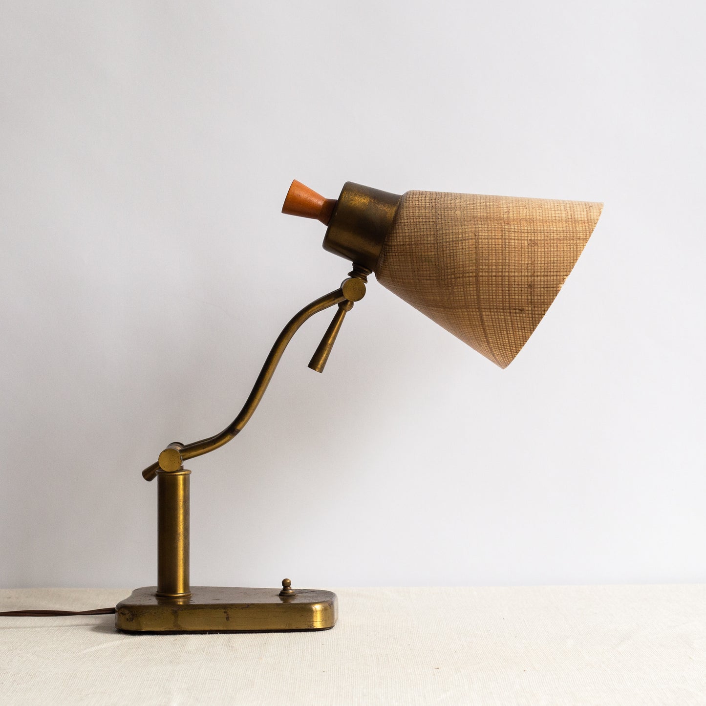 Articulating Desk Lamp with fibreglass shade, France. 1950's.