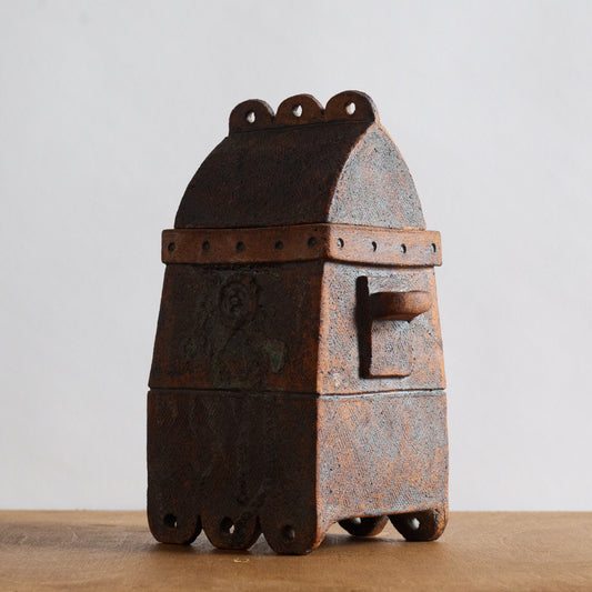 Unique Slab Built Studio Pottery Lidded Jar. Mid-20th century.