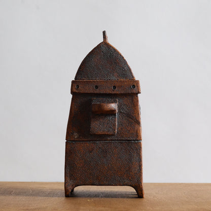 Unique Slab Built Studio Pottery Lidded Jar. Mid-20th century.