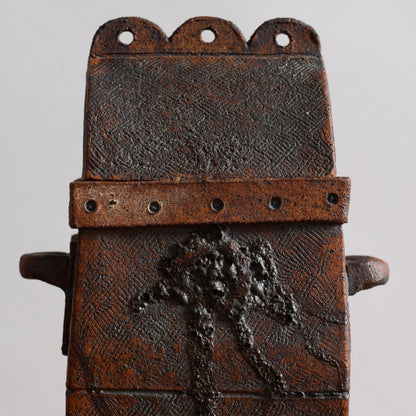 Unique Slab Built Studio Pottery Lidded Jar. Mid-20th century.