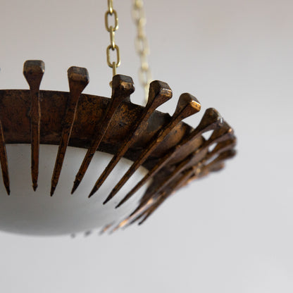 Small Brutalist Sunburst Plafonnier, France. 1970s.