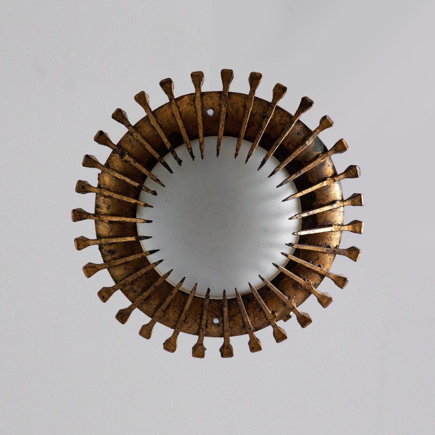 Small Brutalist Sunburst Plafonnier, France. 1970s.