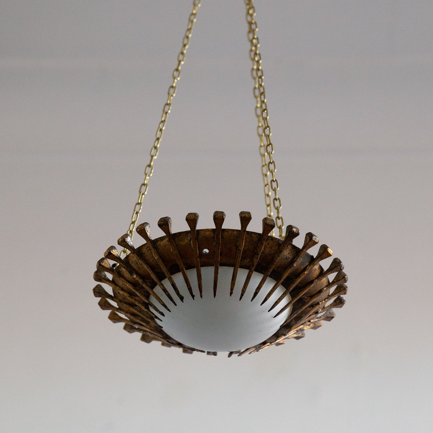 Small Brutalist Sunburst Plafonnier, France. 1970s.