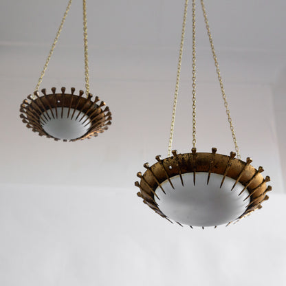 Small Brutalist Sunburst Plafonnier, France. 1970s.