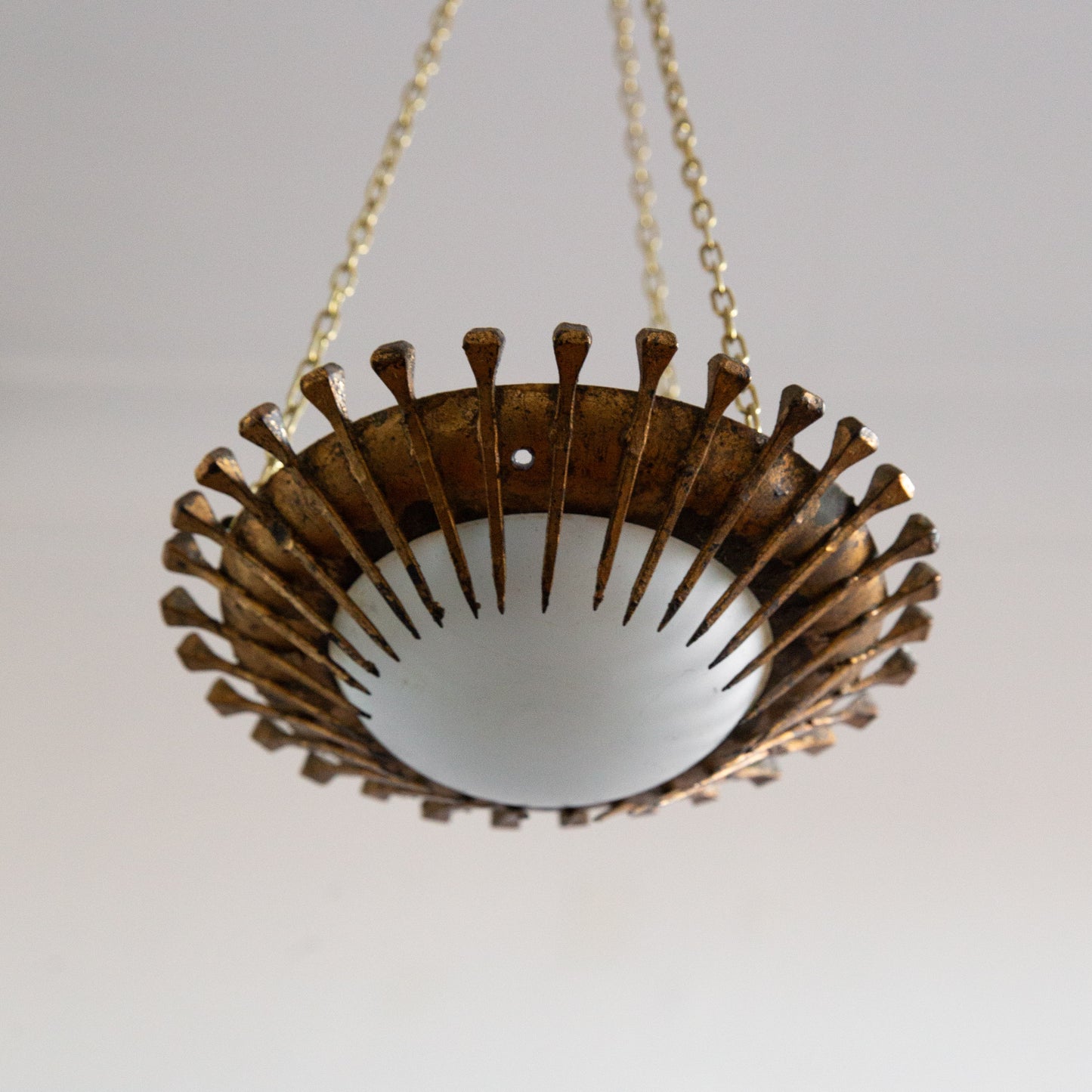 Small Brutalist Sunburst Plafonnier, France. 1970s.