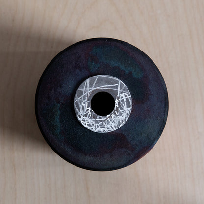 Lidded Raku Form, Andrew Niblett, England. Late 1990s.