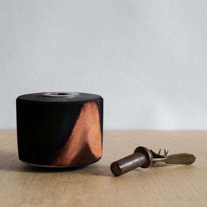 Lidded Raku Form, Andrew Niblett, England. Late 1990s.