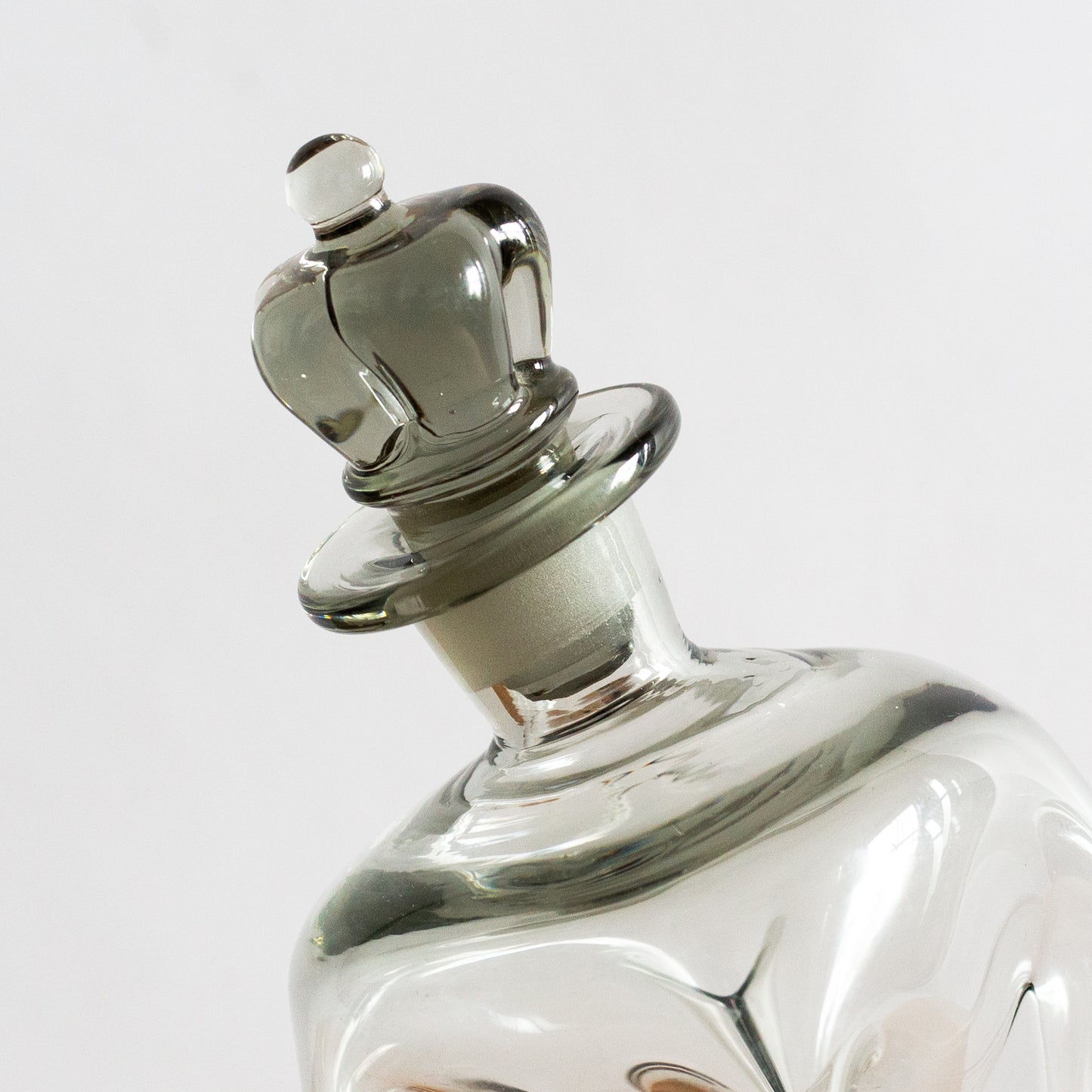Drunken Crown ‘Kluk Kluk’ decanter, Jacob Bang, Holmegaard, Denmark. 1950s.
