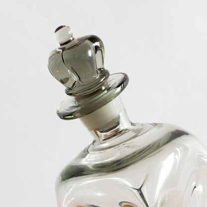 Drunken Crown ‘Kluk Kluk’ decanter, Jacob Bang, Holmegaard, Denmark. 1950s.