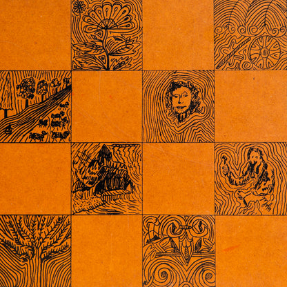 Early 1900s Regency Chess Set and Unique Chess Board by Taylor Stevens, England. C20th.