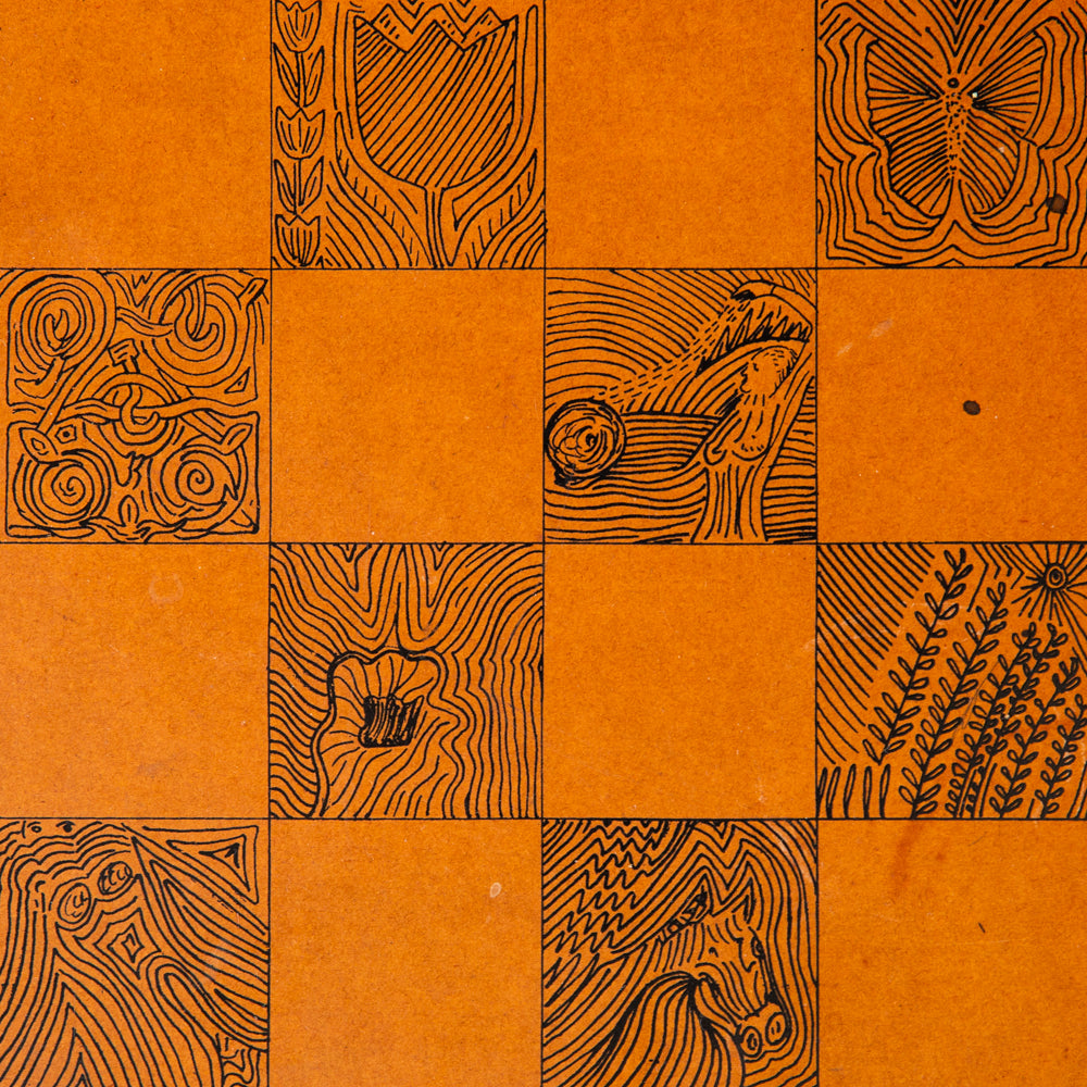 Early 1900s Regency Chess Set and Unique Chess Board by Taylor Stevens, England. C20th.