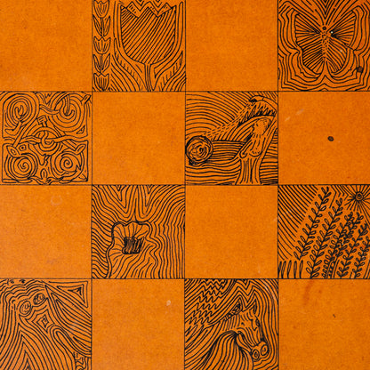 Early 1900s Regency Chess Set and Unique Chess Board by Taylor Stevens, England. C20th.