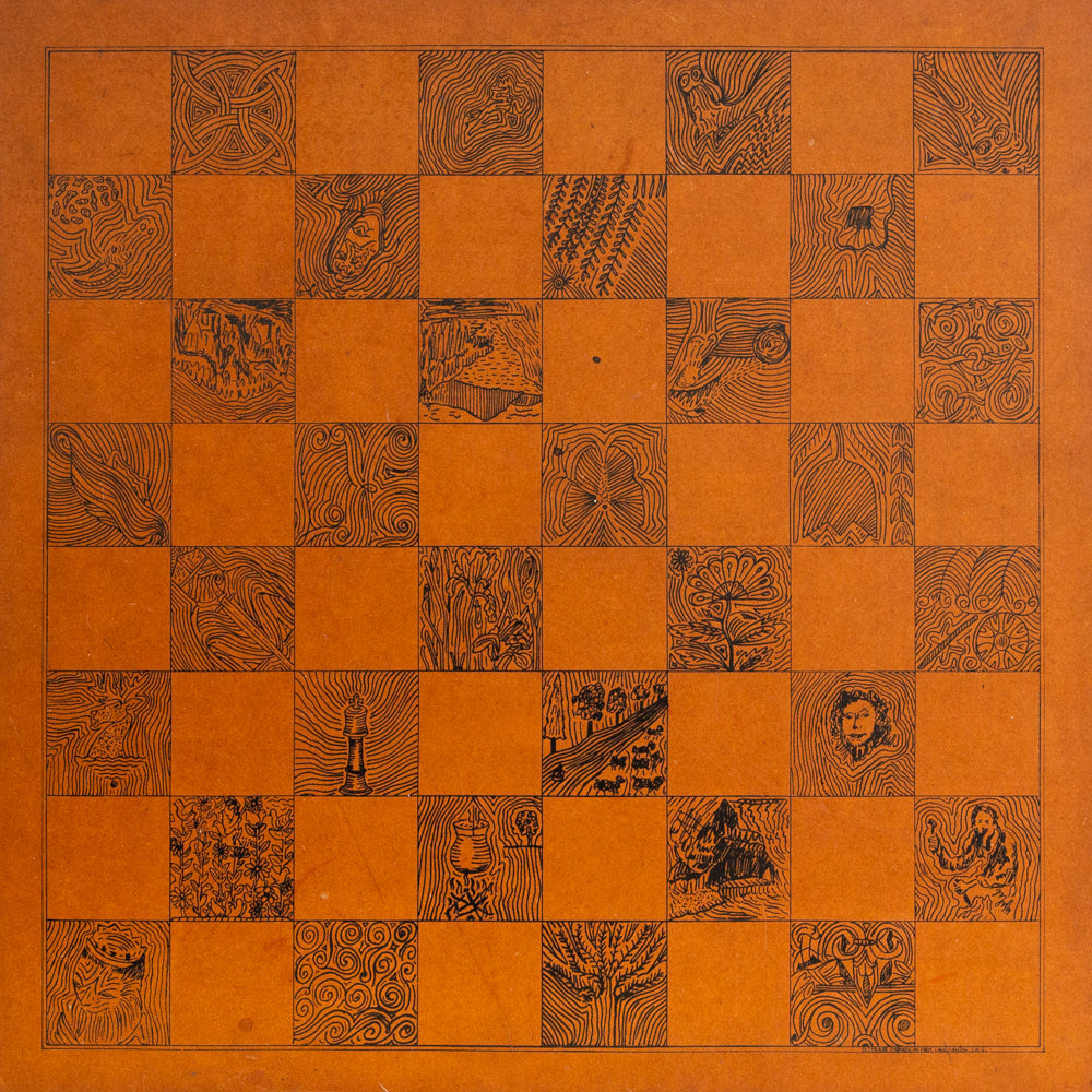 Early 1900s Regency Chess Set and Unique Chess Board by Taylor Stevens, England. C20th.