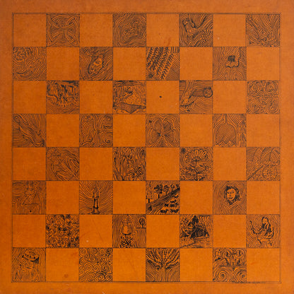 Early 1900s Regency Chess Set and Unique Chess Board by Taylor Stevens, England. C20th.