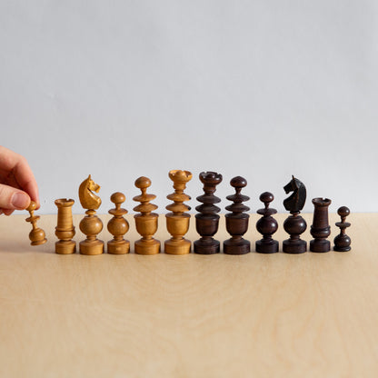 Early 1900s Regency Chess Set and Unique Chess Board by Taylor Stevens, England. C20th.