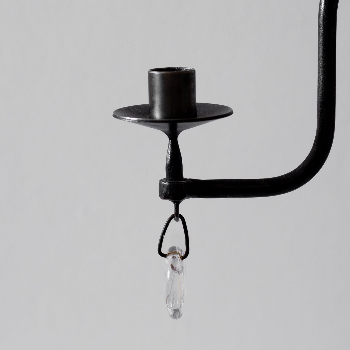 Iron and Glass Chandelier, Erik Höglund, Boda, Sweden. 1950’s.