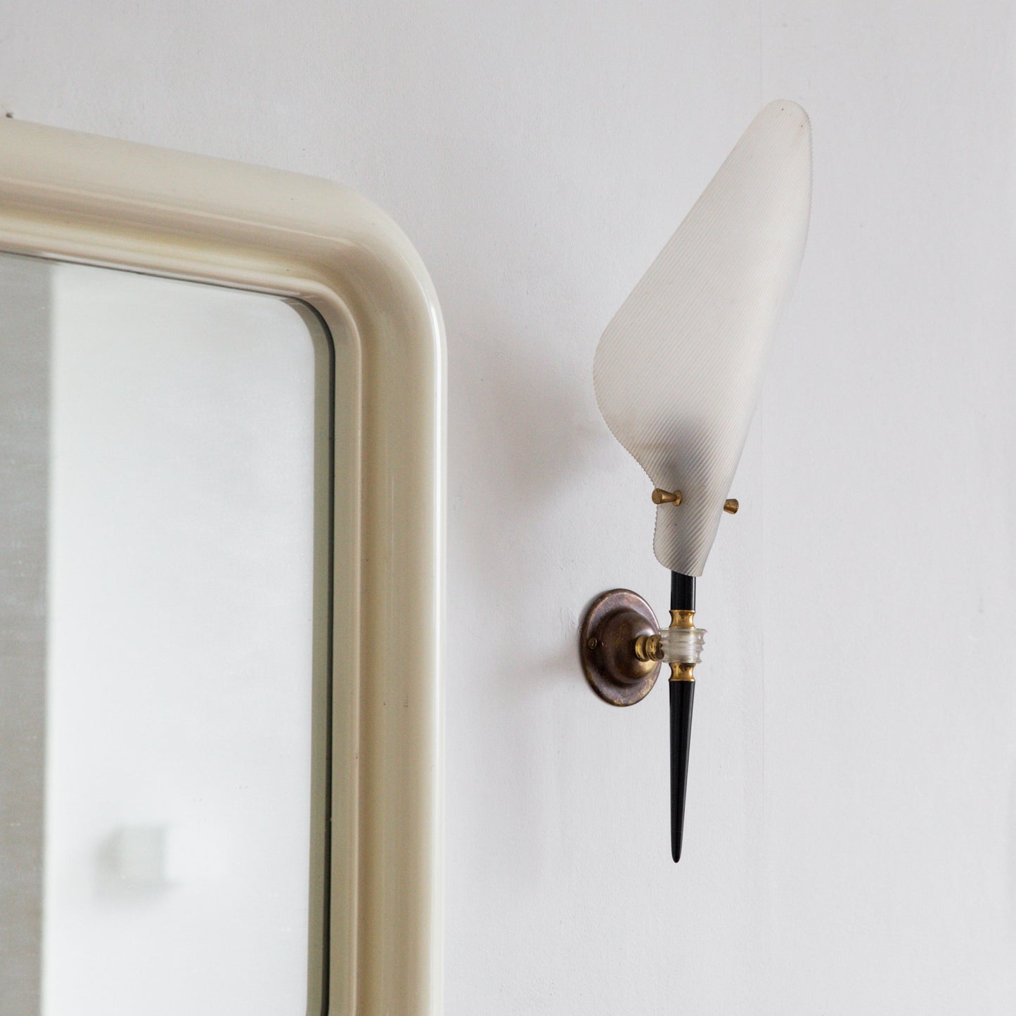 Pair of Brass & Plexiglass Wall Lights, France. 1960s.