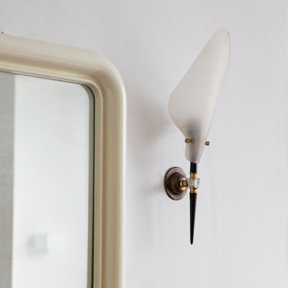 Pair of Brass & Plexiglass Wall Lights, France. 1960s.