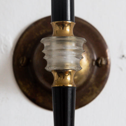 Pair of Brass & Plexiglass Wall Lights, France. 1960s.