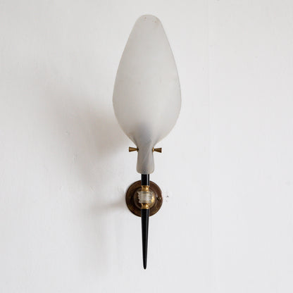 Pair of Brass & Plexiglass Wall Lights, France. 1960s.