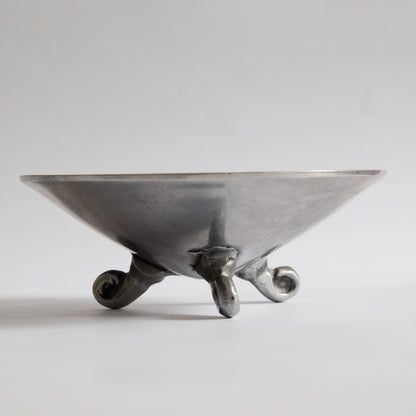 Postmodern Pewter & Mother of Pearl Footed Bowl. Early 2000s.