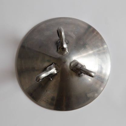 Postmodern Pewter & Mother of Pearl Footed Bowl. Early 2000s.