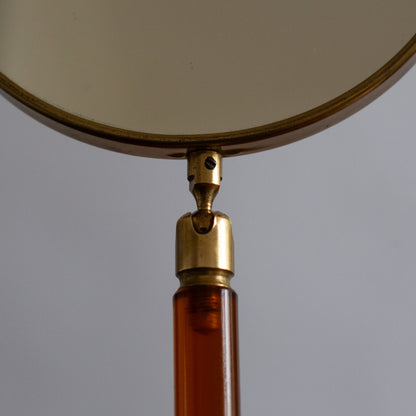 Adjustable Lucite and Brass table/hand mirror, France. 1950’s.