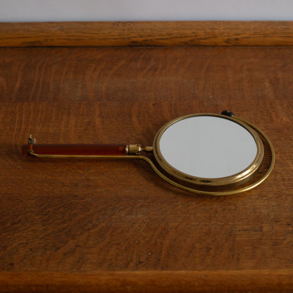 Adjustable Lucite and Brass table/hand mirror, France. 1950’s.