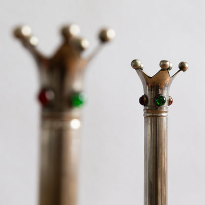 Pair of Nickel Plated Postmodern Candlesticks. 1980s.