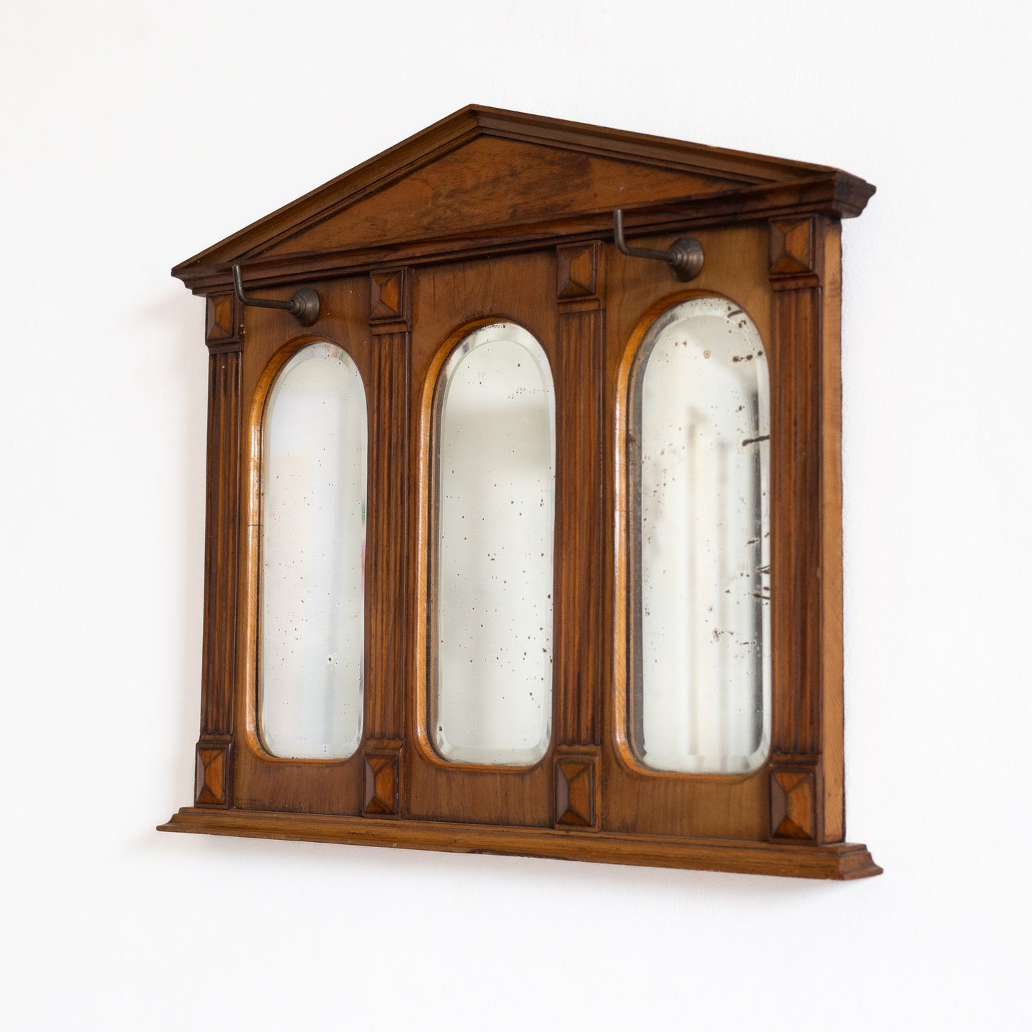 Greek Revival Triptych Mirror with Hooks. Mid-20th century.