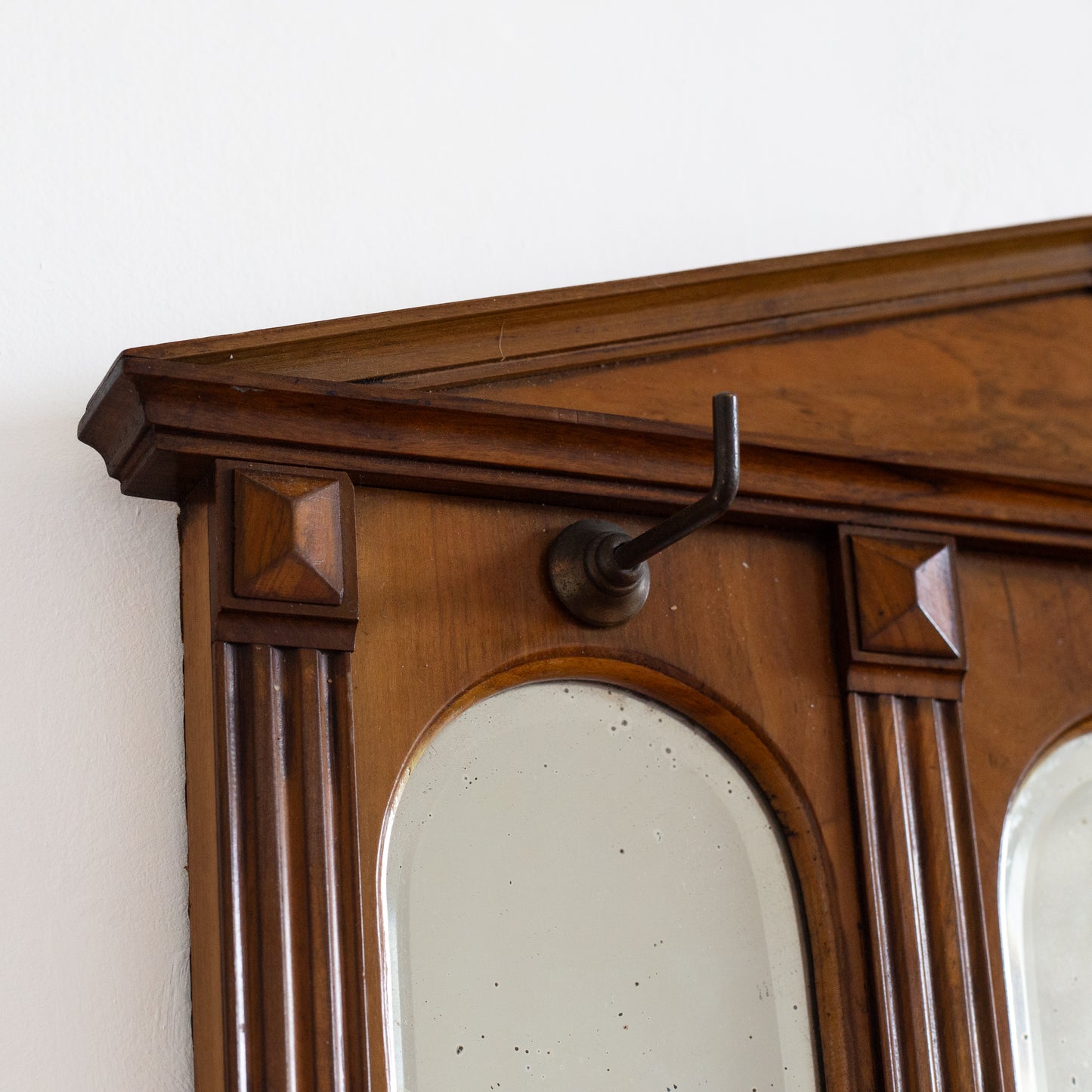 Greek Revival Triptych Mirror with Hooks. Mid-20th century.