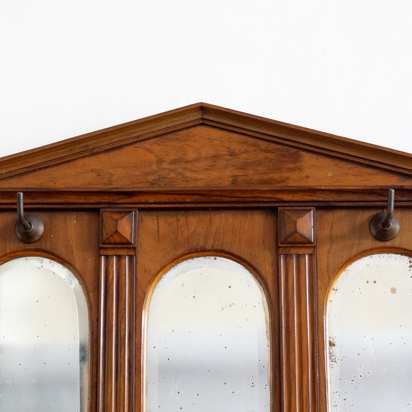 Greek Revival Triptych Mirror with Hooks. Mid-20th century.
