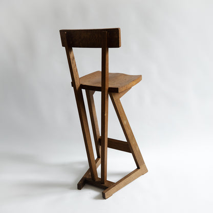 Unique Oak Stool, Richard La Trobe-Bateman, England. 1990s.
