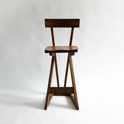 Unique Oak Stool, Richard La Trobe-Bateman, England. 1990s.