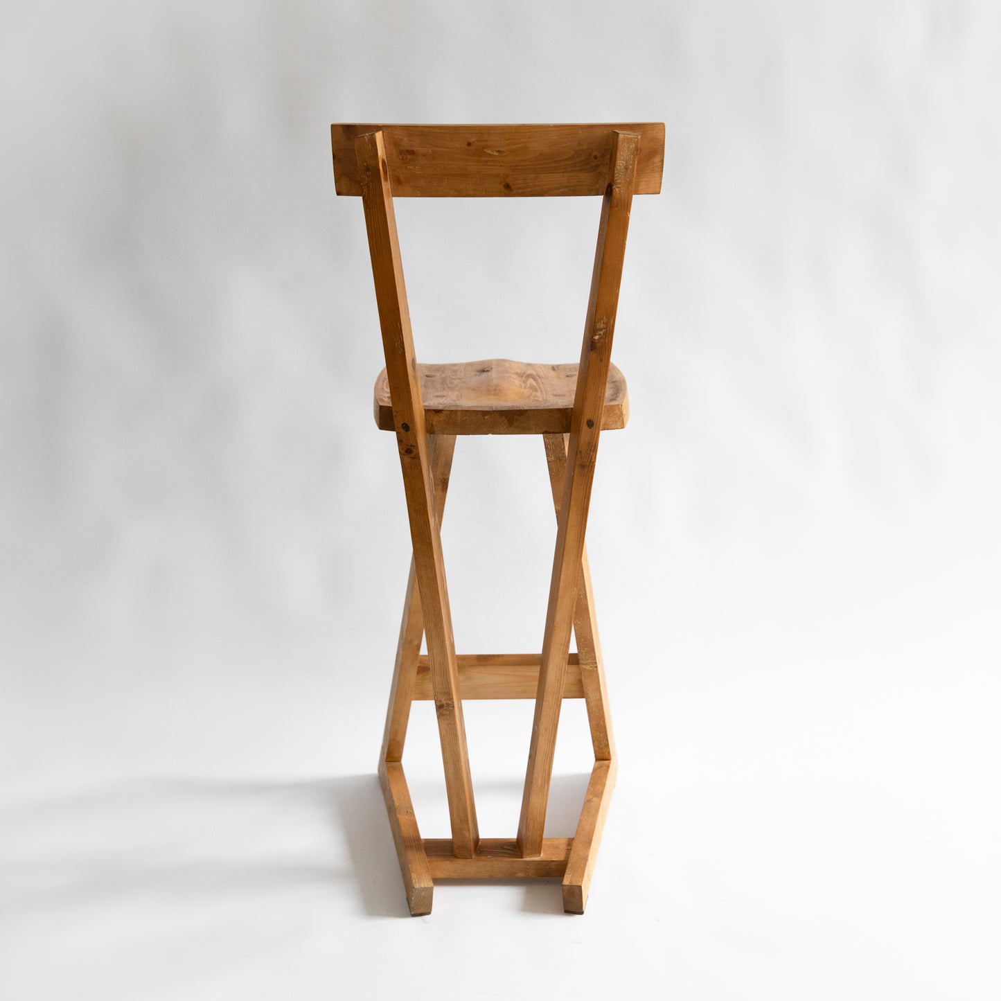 Unique Pine Stool, Possible Prototype, Richard La Trobe-Bateman, England. 1990s.