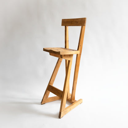 Unique Pine Stool, Possible Prototype, Richard La Trobe-Bateman, England. 1990s.
