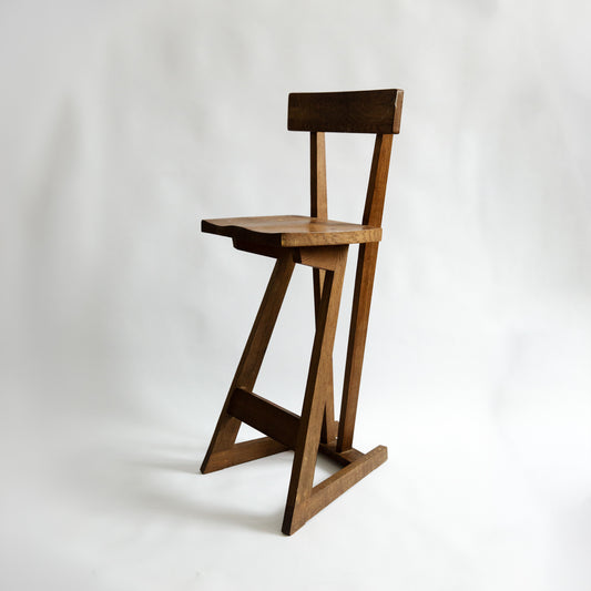 Unique Oak Stool, Richard La Trobe-Bateman, England. 1990s.