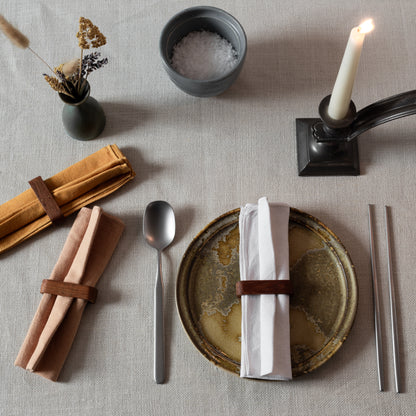 Set of six teak and brass napkin rings, Laurids Lønborg, Denmark. 1950s.