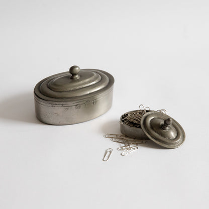 Set of Two Pewter Lidded Boxes, Germany. Early 20th century.