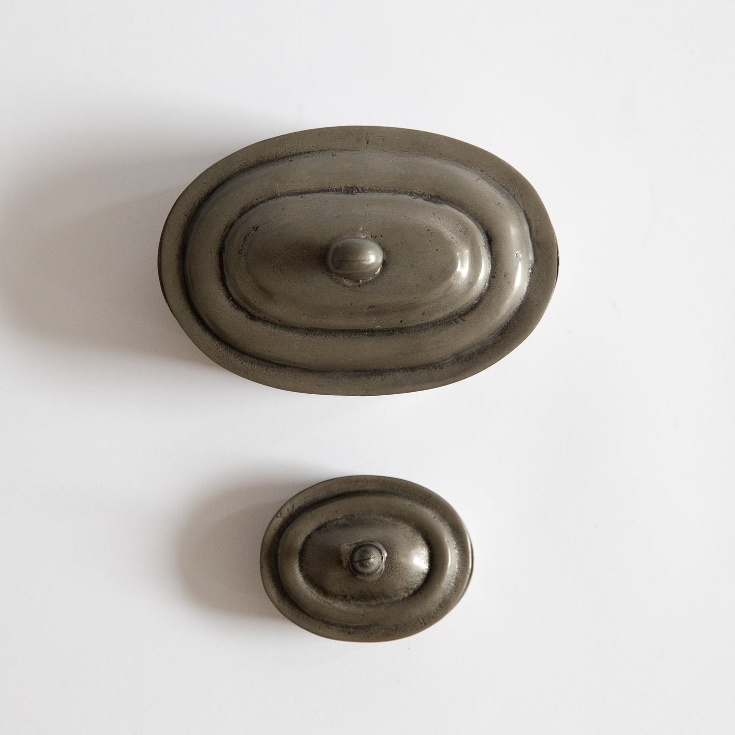 Set of Two Pewter Lidded Boxes, Germany. Early 20th century.