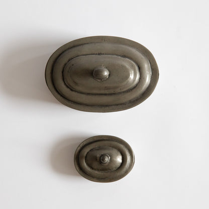 Set of Two Pewter Lidded Boxes, Germany. Early 20th century.